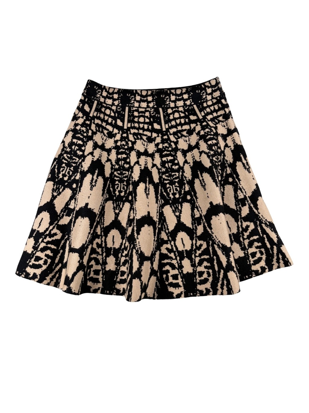 WOW couture Black and Tan Patterned Sweater Skirt Small